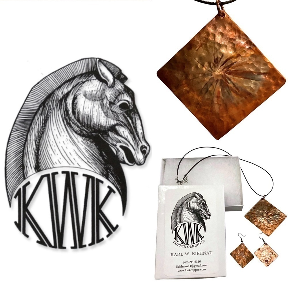 KWK Copper Necklace & Earrings Artwork Hand-forged & Hand-hammered New in Box
